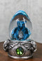 See No Evil Blue Wyrmling Dragon In Colorful LED Acrylic Glass Egg Figurine