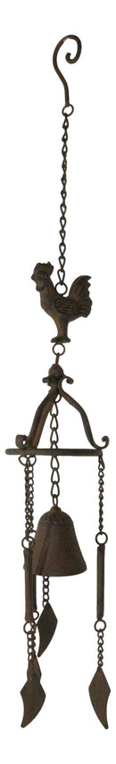 Cast Iron Rustic Chicken Rooster Hanging Garden Patio Bell Wind Chime Decor