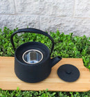 Black Modern Straight Edge Design Tetsubin Larger Cast Iron Teapot 33oz