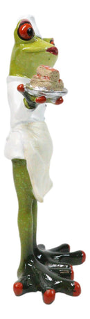 French Mademoiselle Boulangere Baker Frog Lady With Small Cakes Figurine