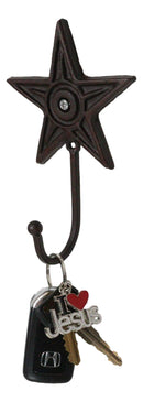 Cast Iron Rustic Western Star Wall Hanger Coat Jacket Towel Hook Set Of 4