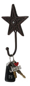 Cast Iron Rustic Western Star Wall Hanger Coat Jacket Towel Hook Set Of 4