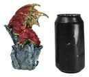 Fantasy Red And Gold Geode Dragon Perching On Crystal Rock Cavern Small Figurine