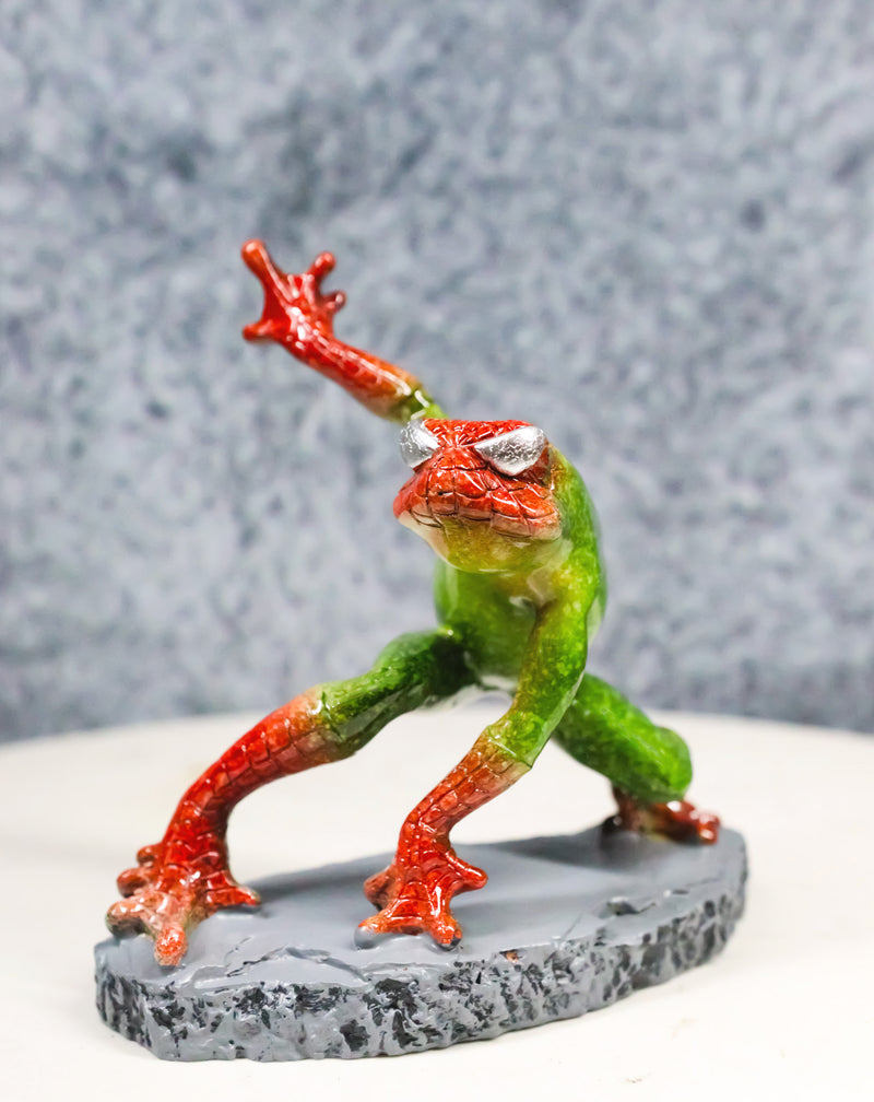 Green and Red Superhero Frog Spider Man in 3 Point Hero Pose Decor Figurine