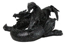Medieval Fantasy Horned Black Soma Dragon At Repose Collectible Figurine 11"L