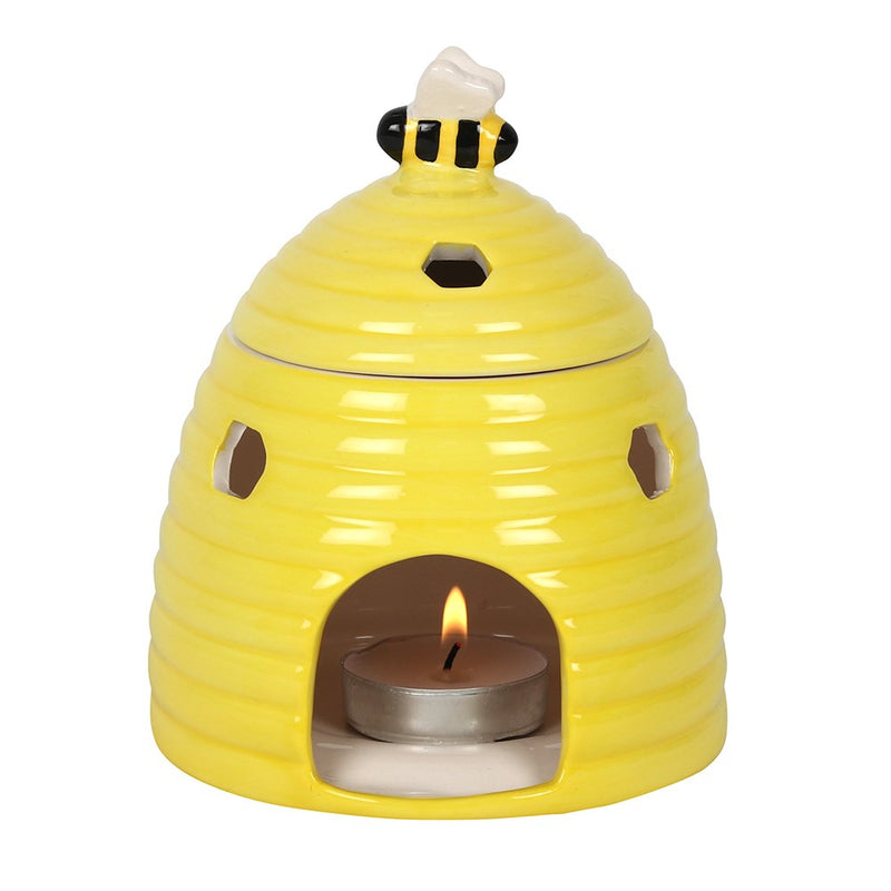 Yellow Whimsical Bumblebee Beehive Ceramic Essential Oil Warmer Candle Holder