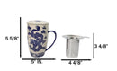 Blue Oriental Ryu Dragon 15oz Porcelain Tea Mug With Lid Stainless Steel Infuser