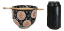 Black And Pink Cherry Blossoms Sakura Donburi Ramen Bowl With Chopsticks Set