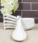 Pack of 6 Yukino Hana Collection Ceramic Asian Soup Spoons With Hook 5.75"L