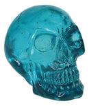 Set Of 12 Blue Translucent Witching Hour Gazing Skull Miniature Figurines 2.5"L