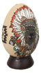 Tribal Indian Chief Wolf With Headdress Roach Egg Shaped Money Bank Figurine