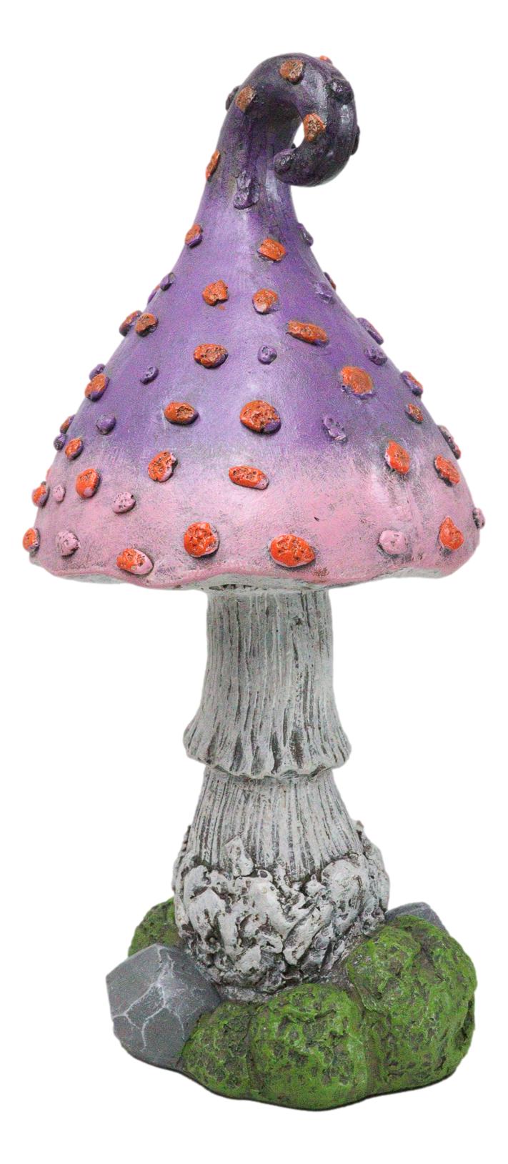 Fairy Garden Giant Spotted Purple Crooked Toadstool Mushroom Figurine 17"H