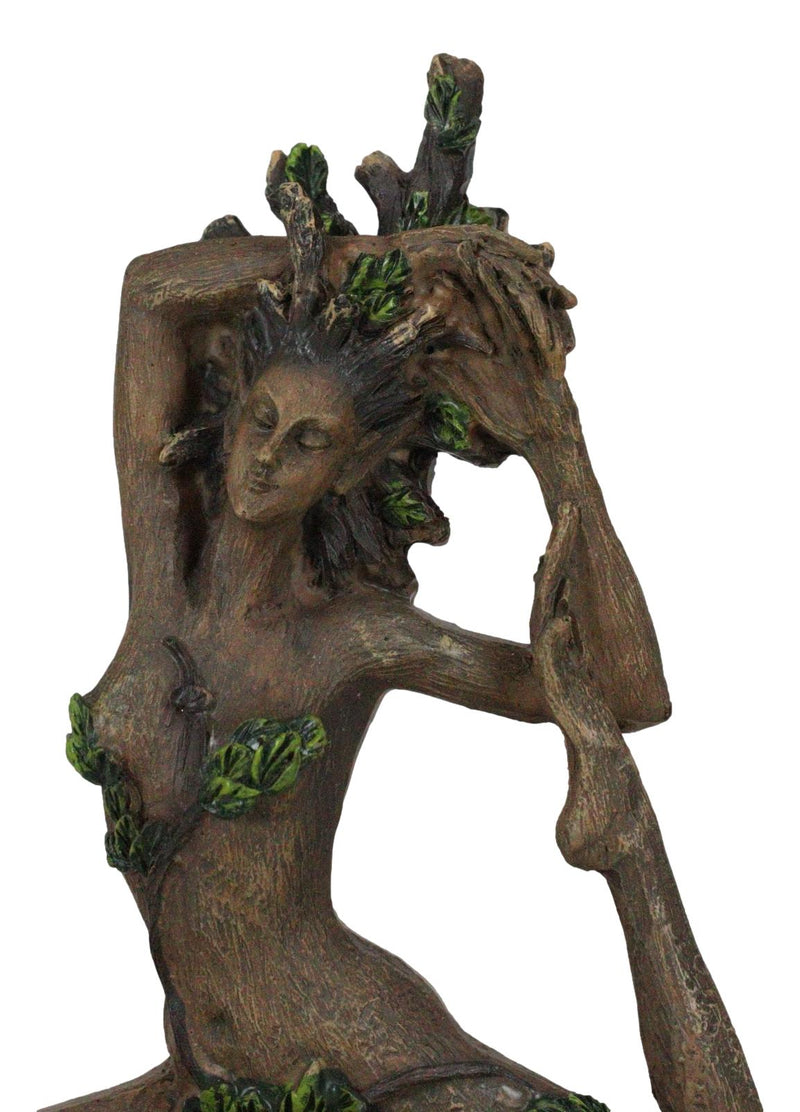 Greenwoman Gaia Dryad Tree Ent Earth Goddess Yoga In Pigeon Pose Zen Figurine