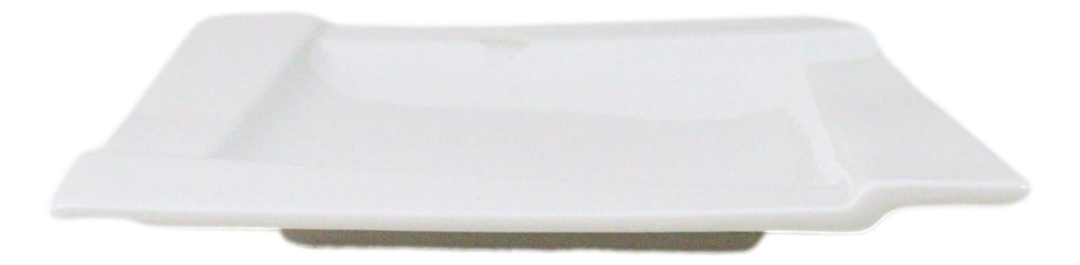 Set Of 6 Contemporary White Porcelain Square Salad Appetizer Dessert Plates 5.5"