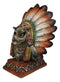 Native American Indian Great Horned Owl Chief With Roach Headdress Figurine