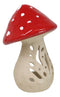 Whimsical Cottage Magic Red Toadstool Mushroom Ceramic Votive Candle Holder