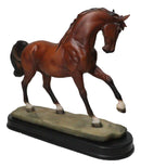 Western Equine Thoroughbred Pride Brown Chestnut Horse Figurine On Base 8"H