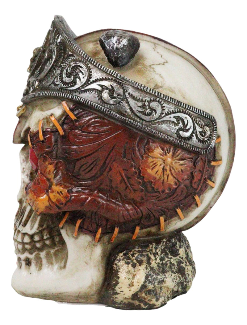 Western Texas Longhorn Silver Concho Buckle Skull Money Coin Bank Figurine