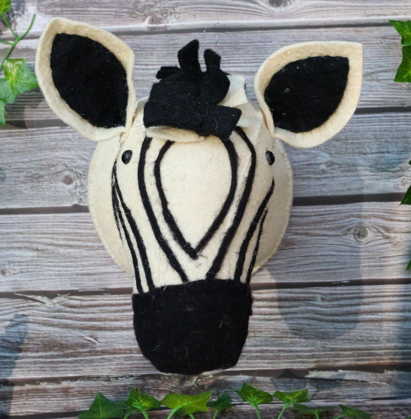 Adorable Animal Safari Zebra Horse Head Whimsical Soft Plush Doll Wall Decor