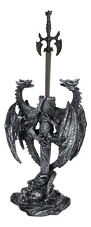 Fantasy Gothic Climbing Double Dragon And Excalibur Sword Letter Opener Figurine