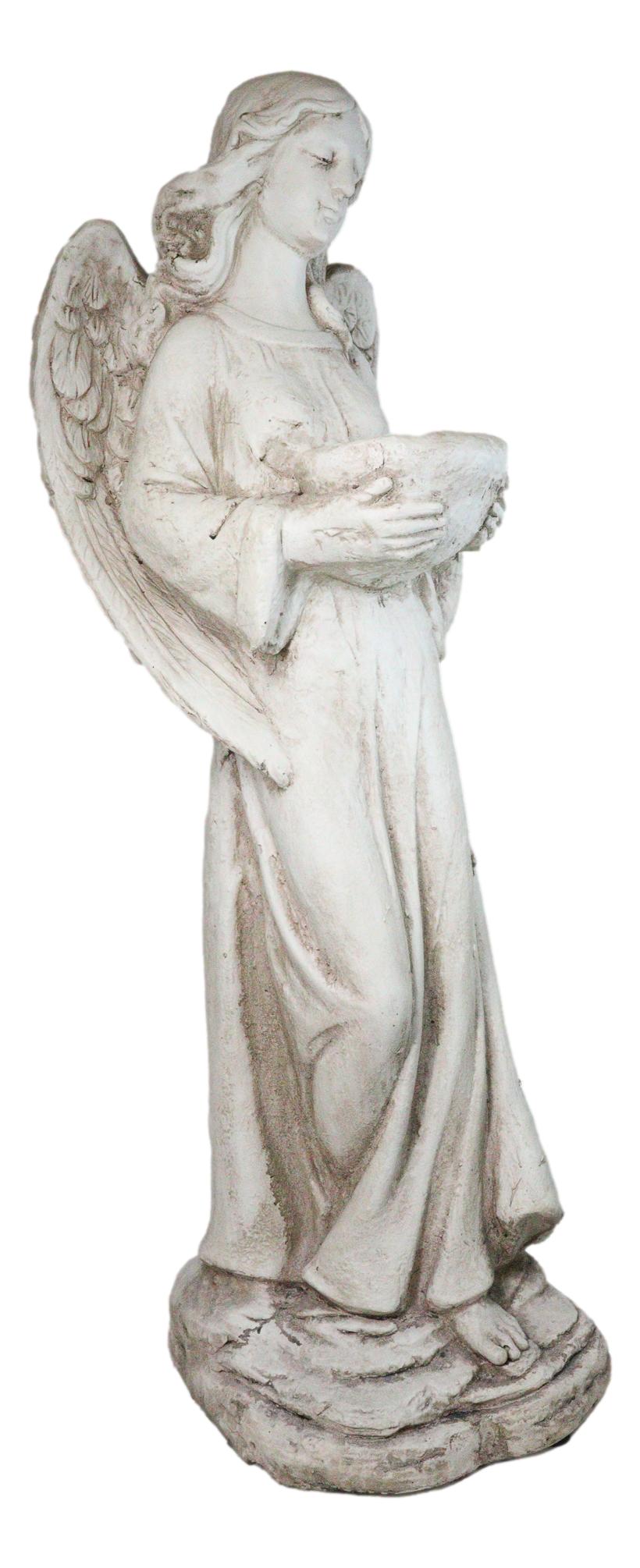 Large Standing Angel of Providence With Basket Bird Bath Feeder Statue 37"H