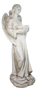 Large Standing Angel of Providence With Basket Bird Bath Feeder Statue 37"H