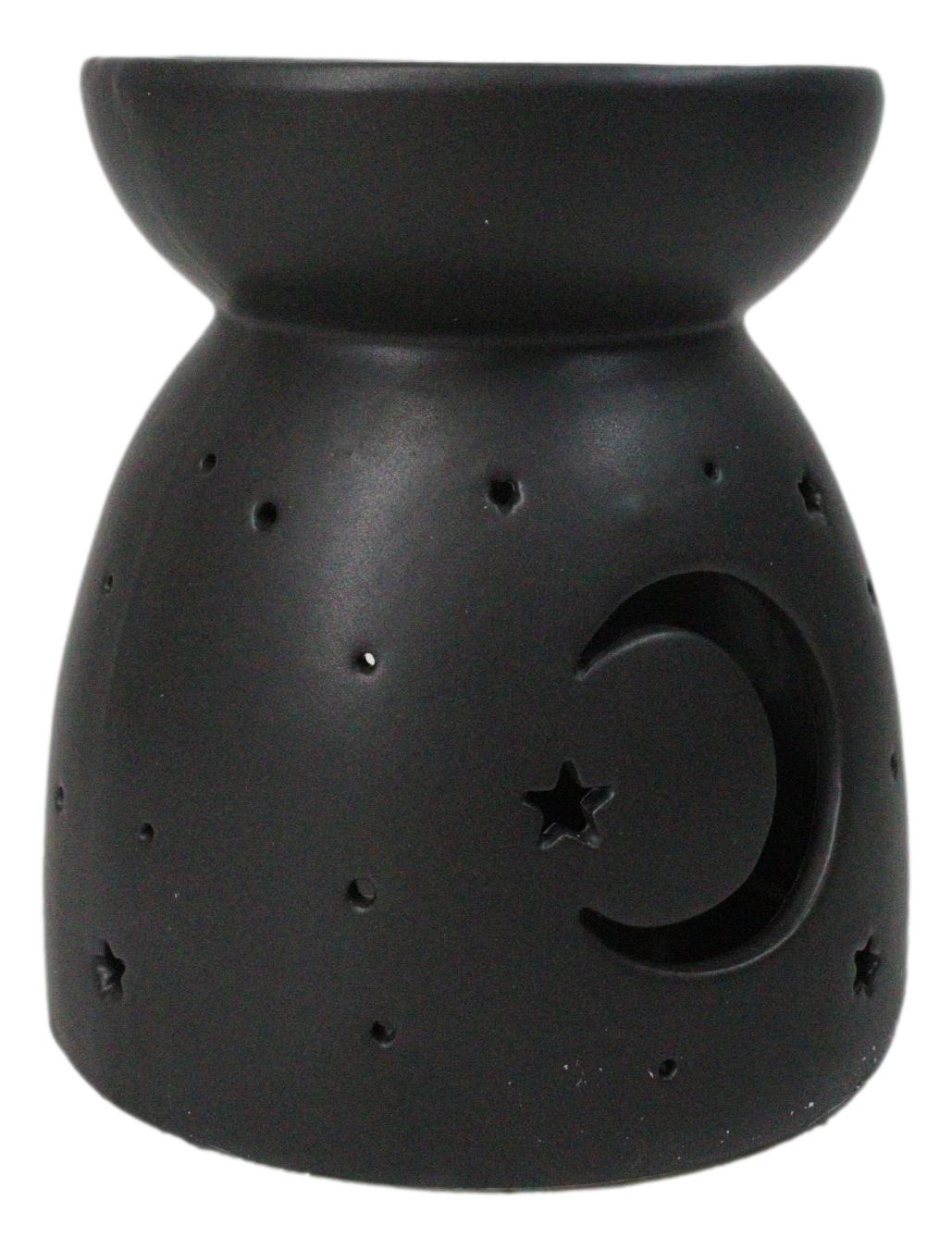 Ceramic Wicca Crescent Moon And Stars Essential Oil Burner Votive Candle Warmer