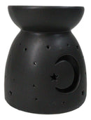 Ceramic Wicca Crescent Moon And Stars Essential Oil Burner Votive Candle Warmer