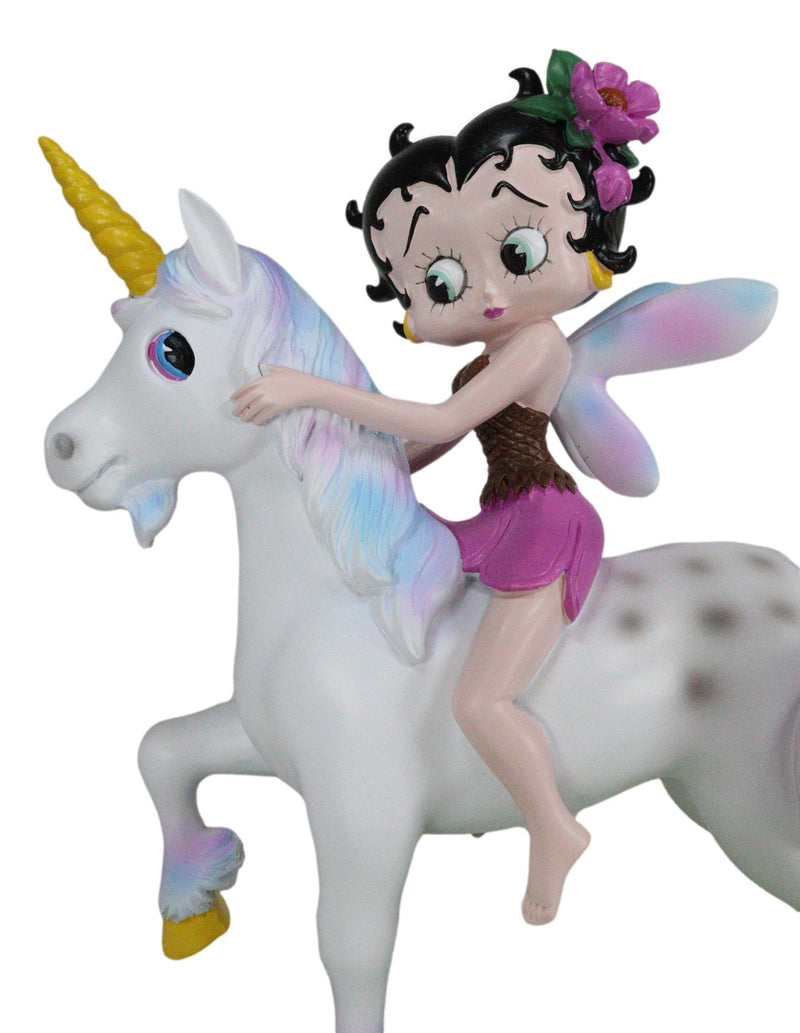 Lady Of Enchantment Pink Sweet Betty Boop Fairy With Rainbow Unicorn Figurine