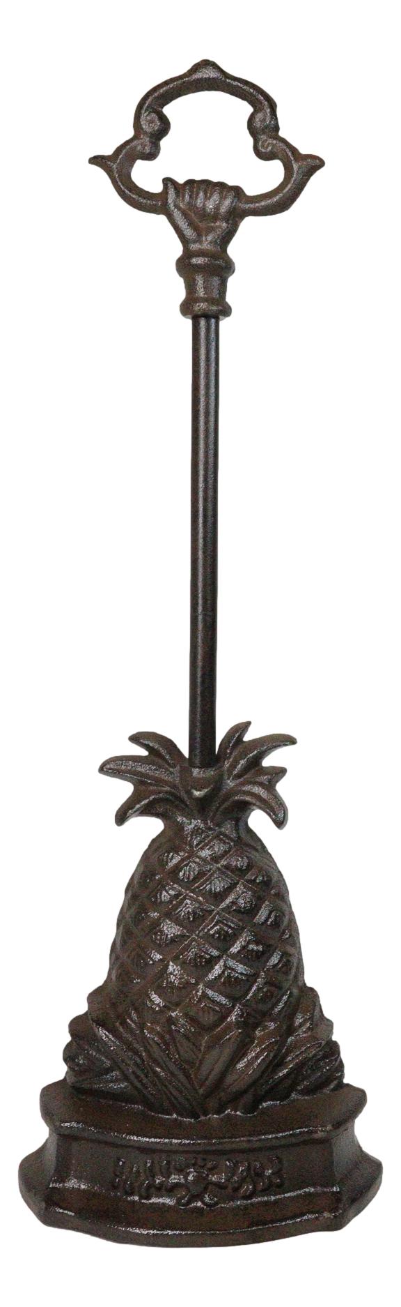 Rustic Cast Iron Tropical Pineapple Door Stop Or Porter With Long Handle