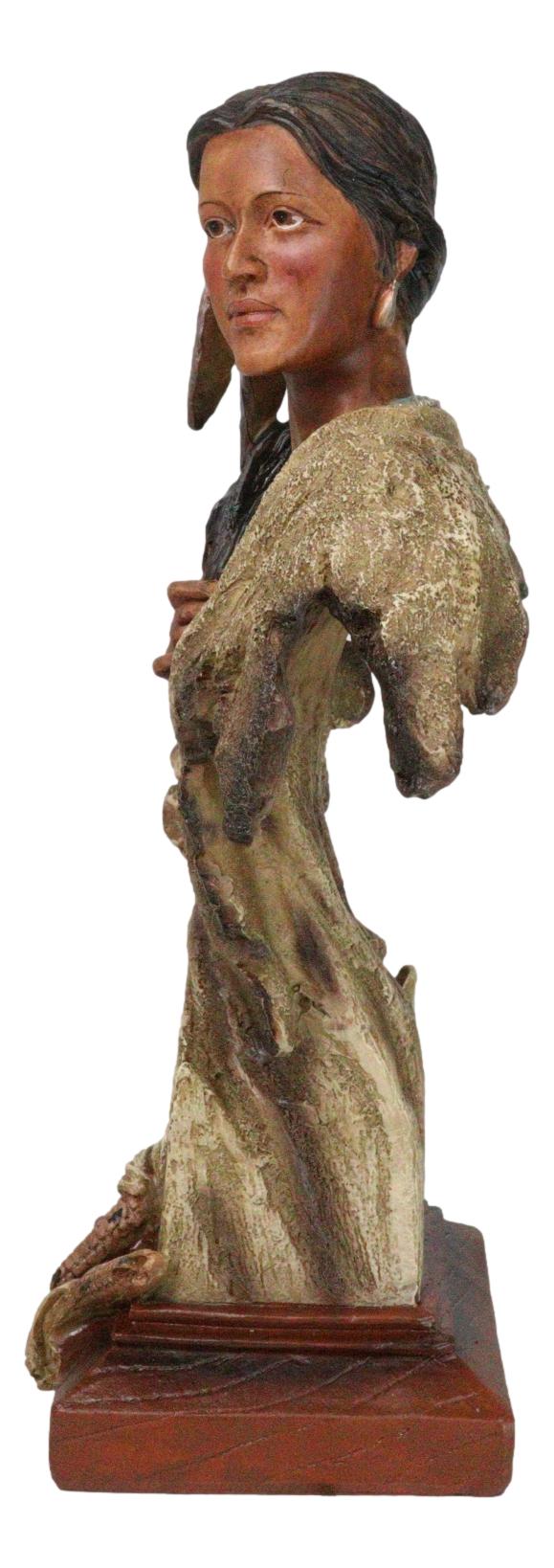 Tribal Native American Indian Lady Princess with Eagle Feathers Bust Figurine