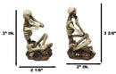 See Hear Speak No Evil Skeleton Figurines Set of 3 Wise Skeletons in Seated Pose