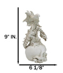 Ossuary Macabre Skeleton Bone Dragon Perching On Gothic White Skull Figurine