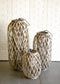 Set Of 3 Rustic Western Farmhouse Rattan Wood Willow Candle Holder Lanterns