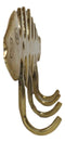 Brass Metal Golden Fishbone Fish Bone Marine Coastal 4 Peg Wall Hooks Plaque