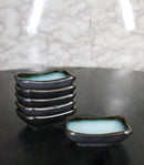 Set Of 6 Seikai Blue Sky & Black Rectangle Porcelain Condiment Sauce Dishes 2oz
