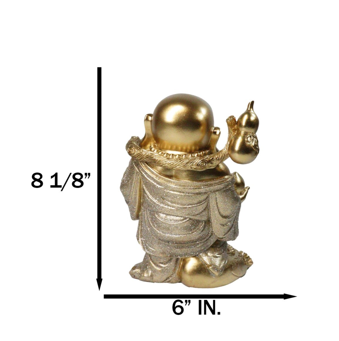 Golden Maitreya Laughing Buddha Bodhisattva Figurine Prosperity Wealth Happiness