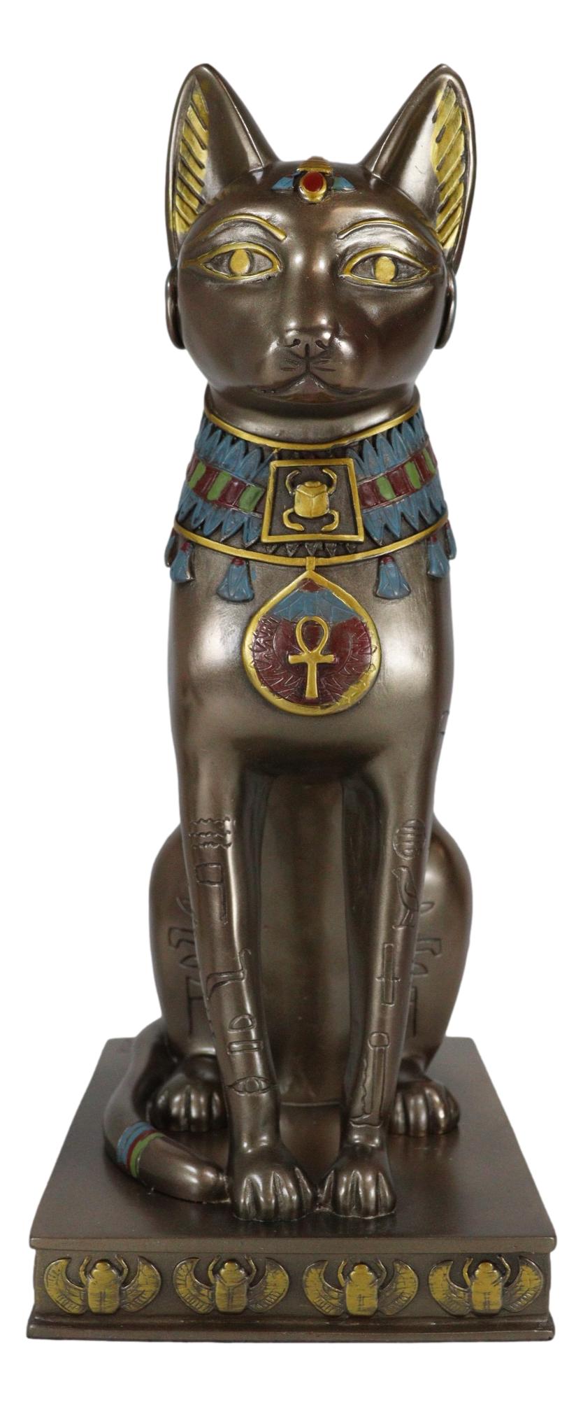 Ancient Egyptian Sitting Cat Bastet Statue 12.5"H Goddess Of The Home And Women