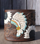 Southwestern Native American Indian Chief Headdress Feathers Toothbrush Holder