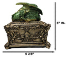 Green Dragon Decorative Jewelry Trinket Box with Sleeping Dragon on Gothic Tomb