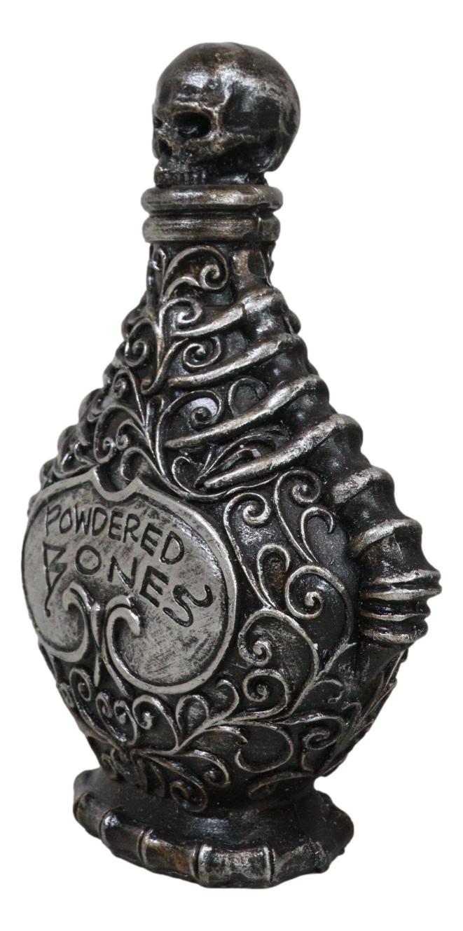 Ceramic Witchcraft Mad Doctor Skeleton Spine Powdered Bones Skull Potion Bottle