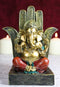 Hindu Elephant God Ganesha Seated On Hamsa Palm Hand of God Throne Figurine