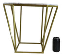 Contemporary Brushed Gold Metal With Natural Marble Top Octagonal Side Table