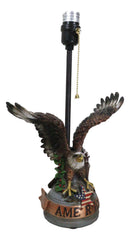 Patriotic Bald Eagle With American Flag Star Memorial Table Lamp Sculpture