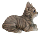 Lifelike Adorable Sitting Gray Brown Tabby Feline Kitten Cat Pet Pal Figurine