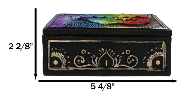 Metaphysical Wicca Rainbow Chakra Energy Zone 7 Colors Tarot Cards Trinket Box