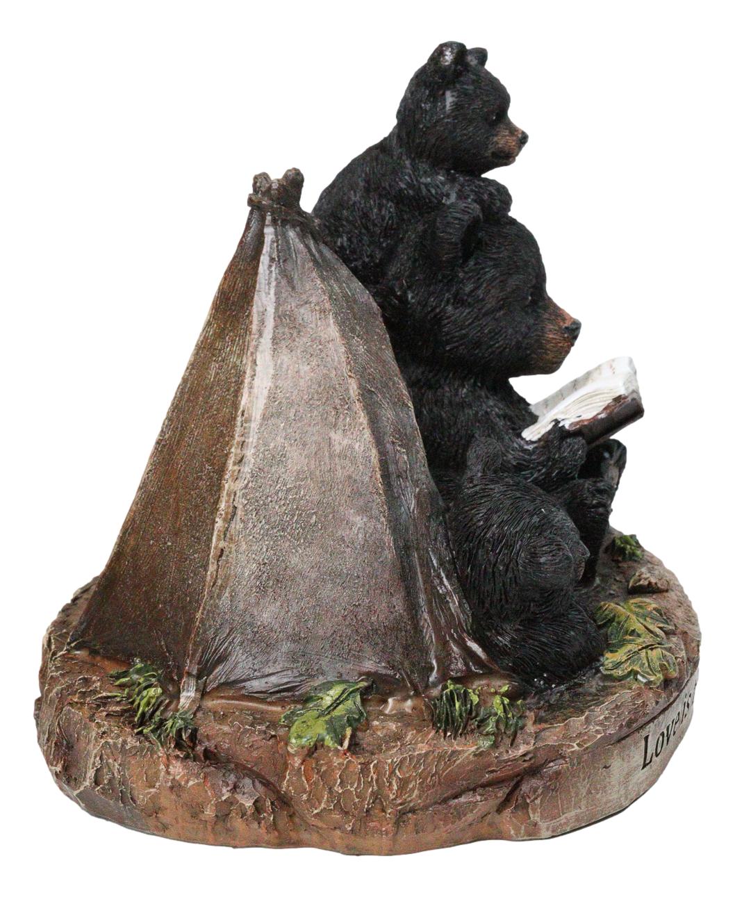 Bedtime Story Bear Family Camping Figurine Black Bears by Tent Forest Scene