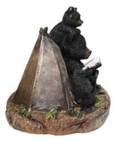 Bedtime Story Bear Family Camping Figurine Black Bears by Tent Forest Scene