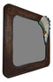 Rustic Southwestern Indian Chief Headdress Faux Tooled Leather Wall Mirror Decor