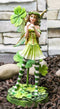 Green Shamrock Lucky Clovers Spring Garden Fairy With Striped Leggings Figurine